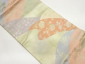 笹蔓緞子に牡丹唐草・桐模様織出し名古屋帯